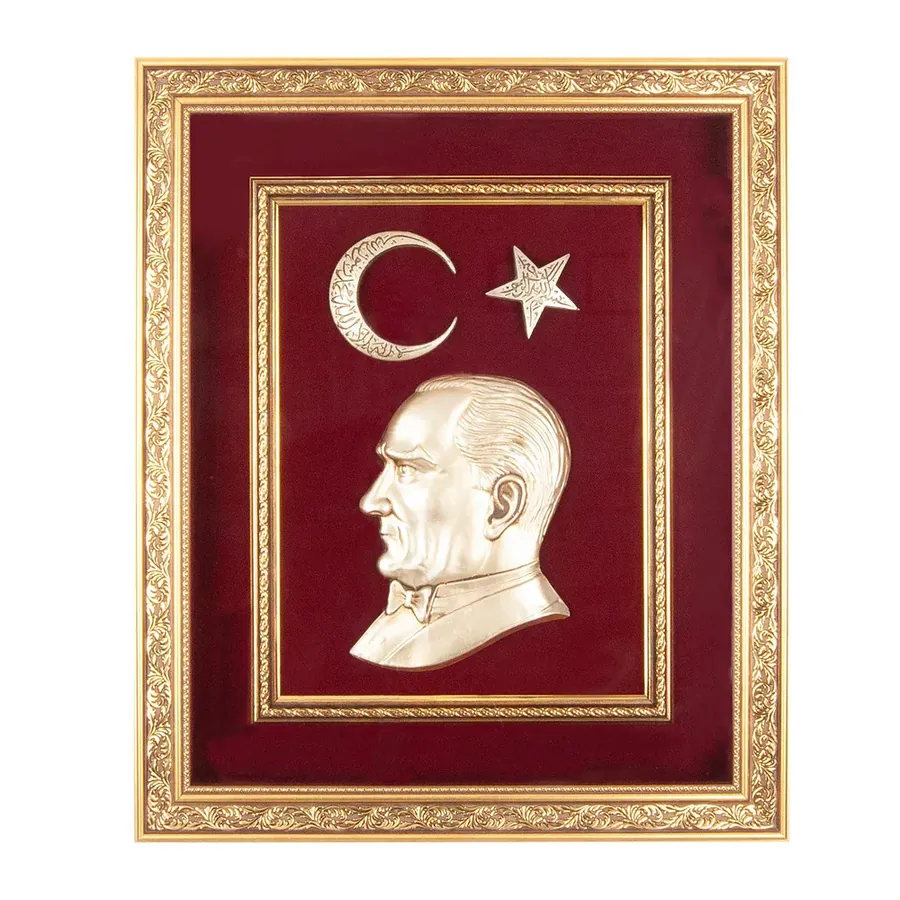Öncü Kırmızı Atatürk Kabartmalı Tablo