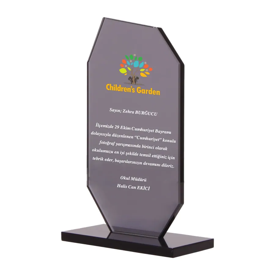 Oskay Siyah Kristal Plaket