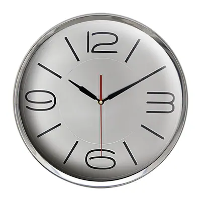 Athena305 Gümüş Metal Çerçeve Duvar Saati (360 mm)